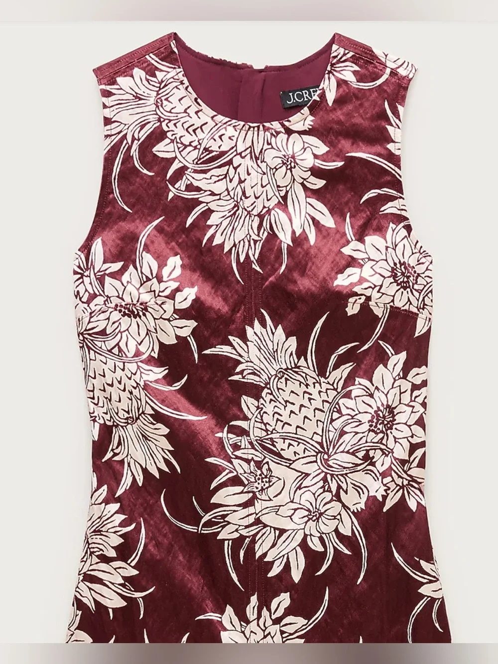 J. Crew mini shift dress in pineapple garden-print memory satin